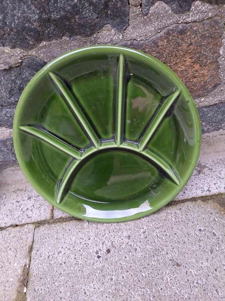 2 groene fondue borden, Ophalen of Verzenden, Zo goed als nieuw, Bord(en)