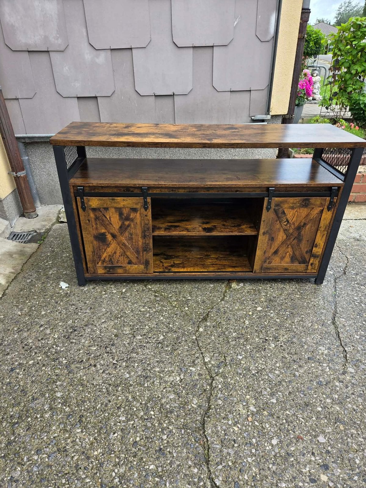Petit buffet ou meuble tv, Ophalen, Zo goed als nieuw, Metaal