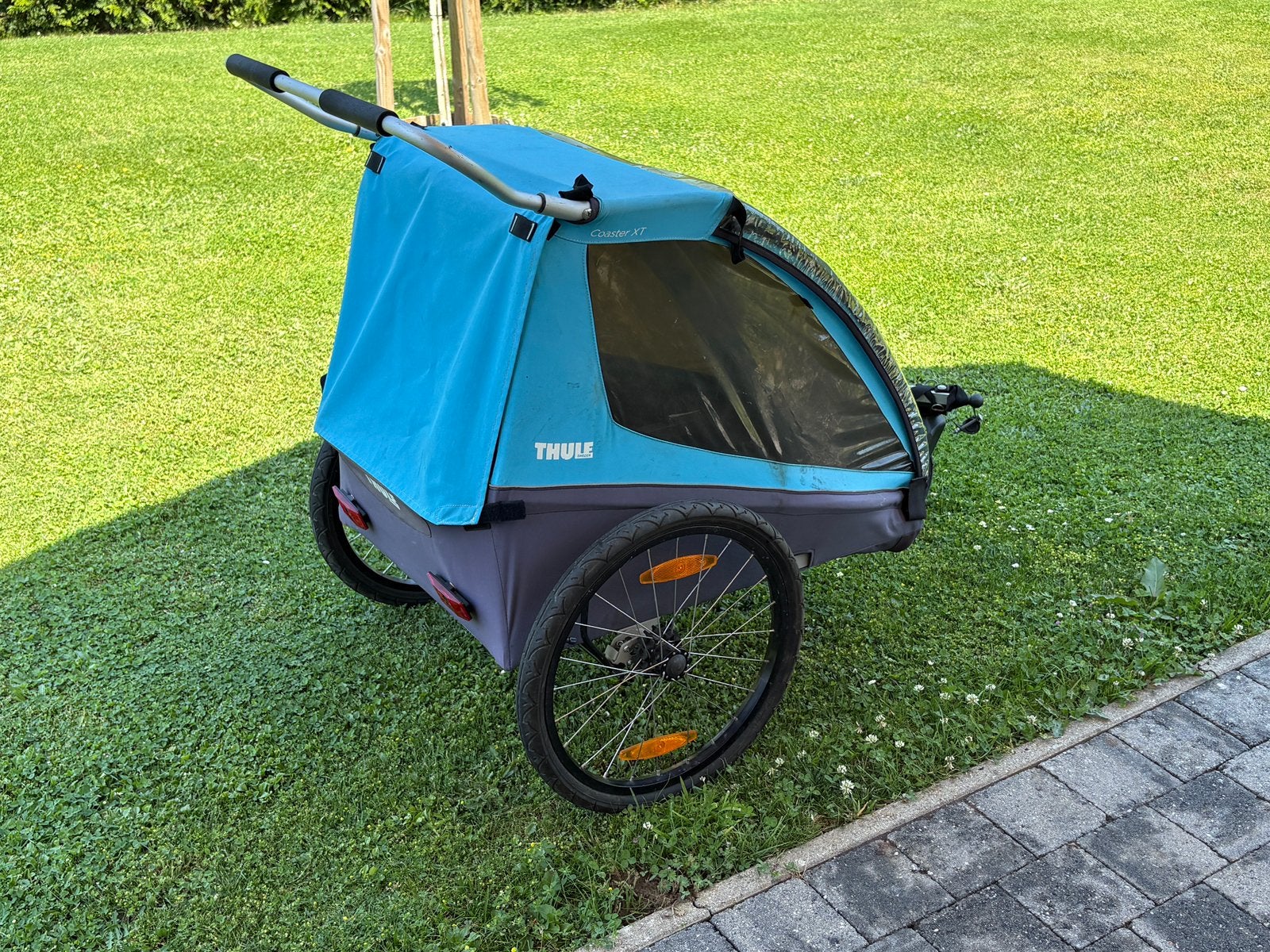 Remorque/poussette Thule coaster xt 2 places etat correct, 40 à 60 kg, Pliable, Enlèvement, Utilisé