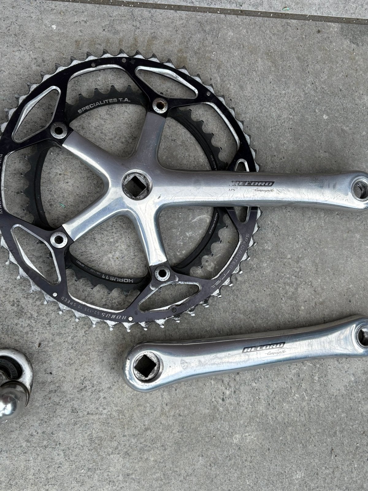 Campagnolo record crankstel, Fietsen en Brommers, Crankstel of Pedalen, Gebruikt, Ophalen of Verzenden, Aluminium