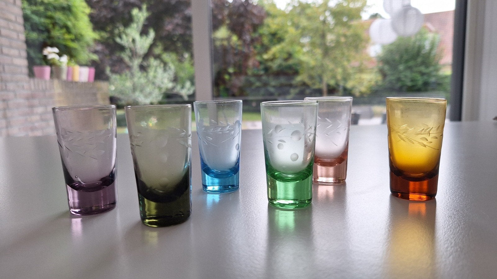 Verre à liqueur vintage en cristal gravé, lot de 6 gl, Collections, Enlèvement