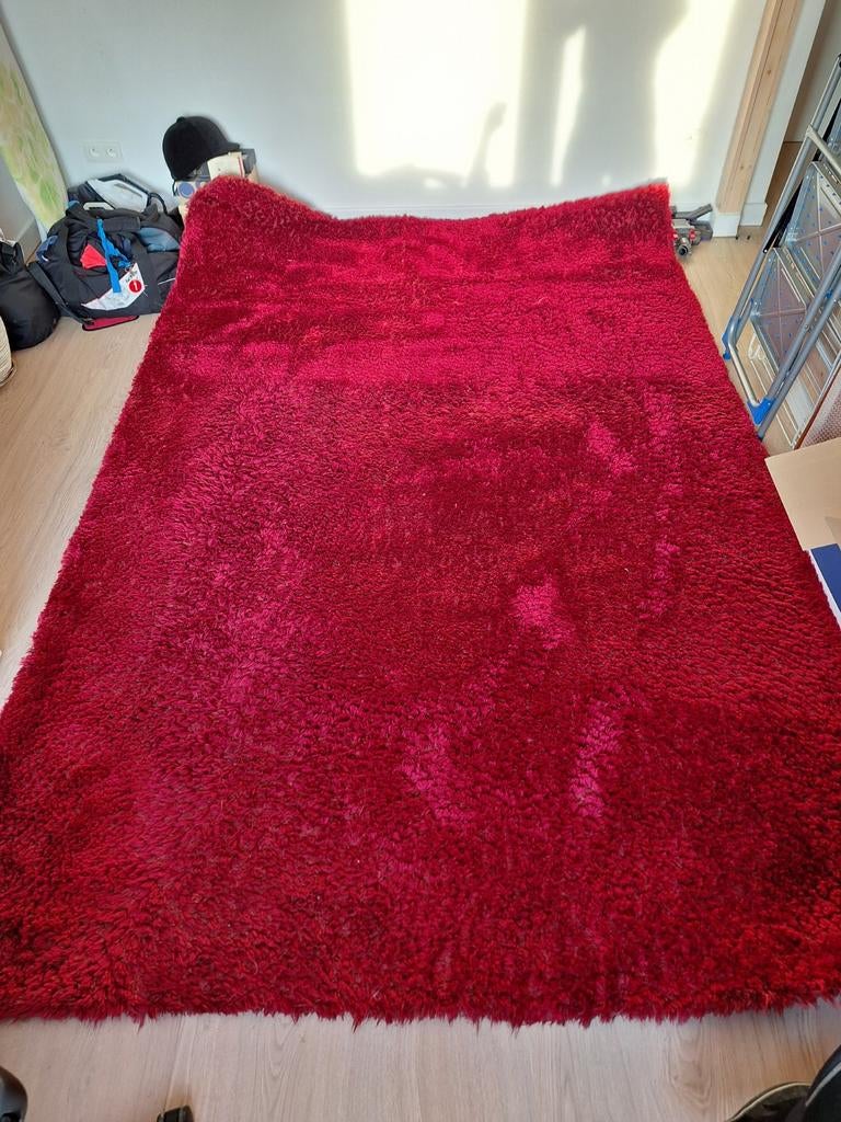 Tapijt - rood hoogpolig, Ophalen, Gebruikt