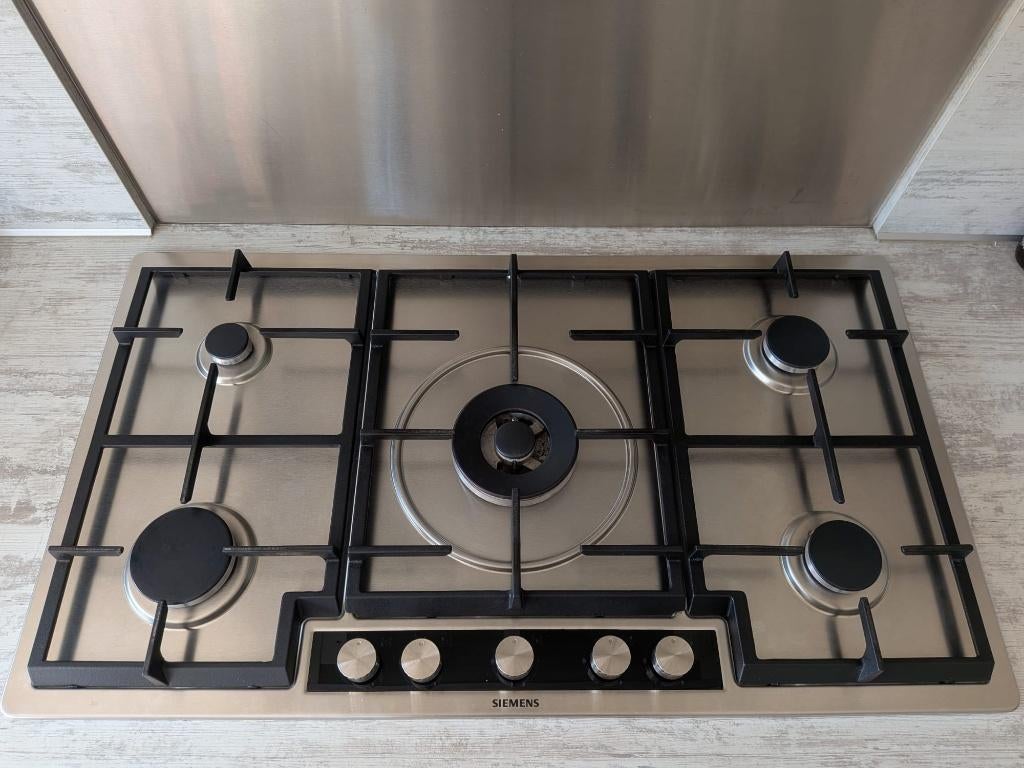 5 pits gasfornuis Siemens met wokbrander (91,5 x 52 cm), Ophalen, Gebruikt, Inbouw, Gas