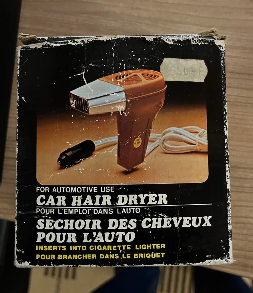 Vintage haardroger en looplamp voor in oldtimer 12 volt., Ophalen of Verzenden, Zo goed als nieuw