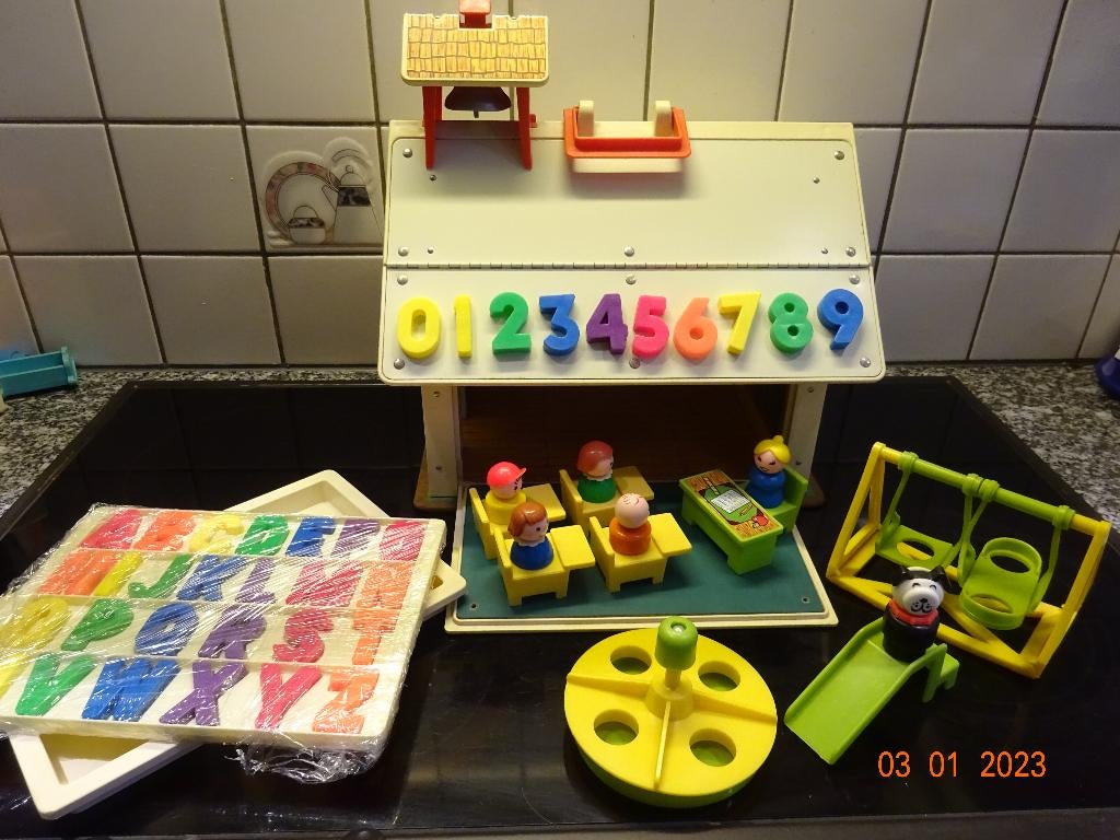 fisher price,retro schooltje*VINTAGE*PRIMA STAAT*, Enlèvement ou Envoi