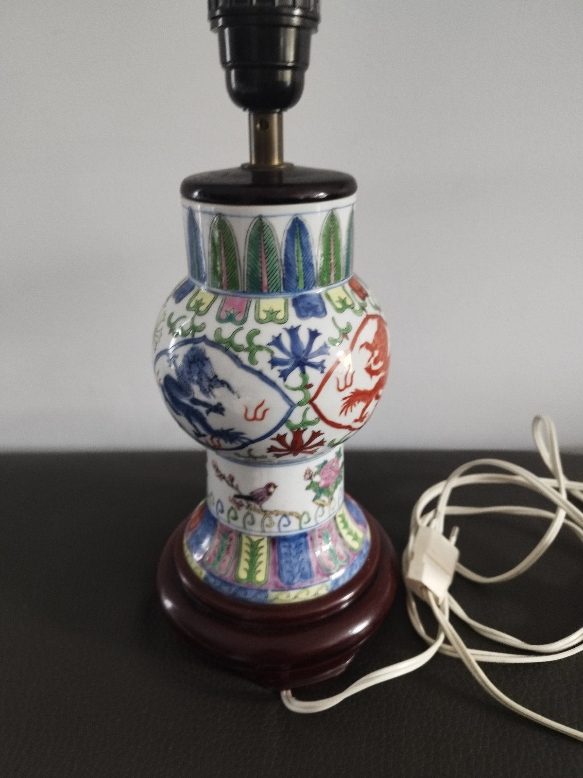 Lampe de table ancienne, Ophalen, Hout
