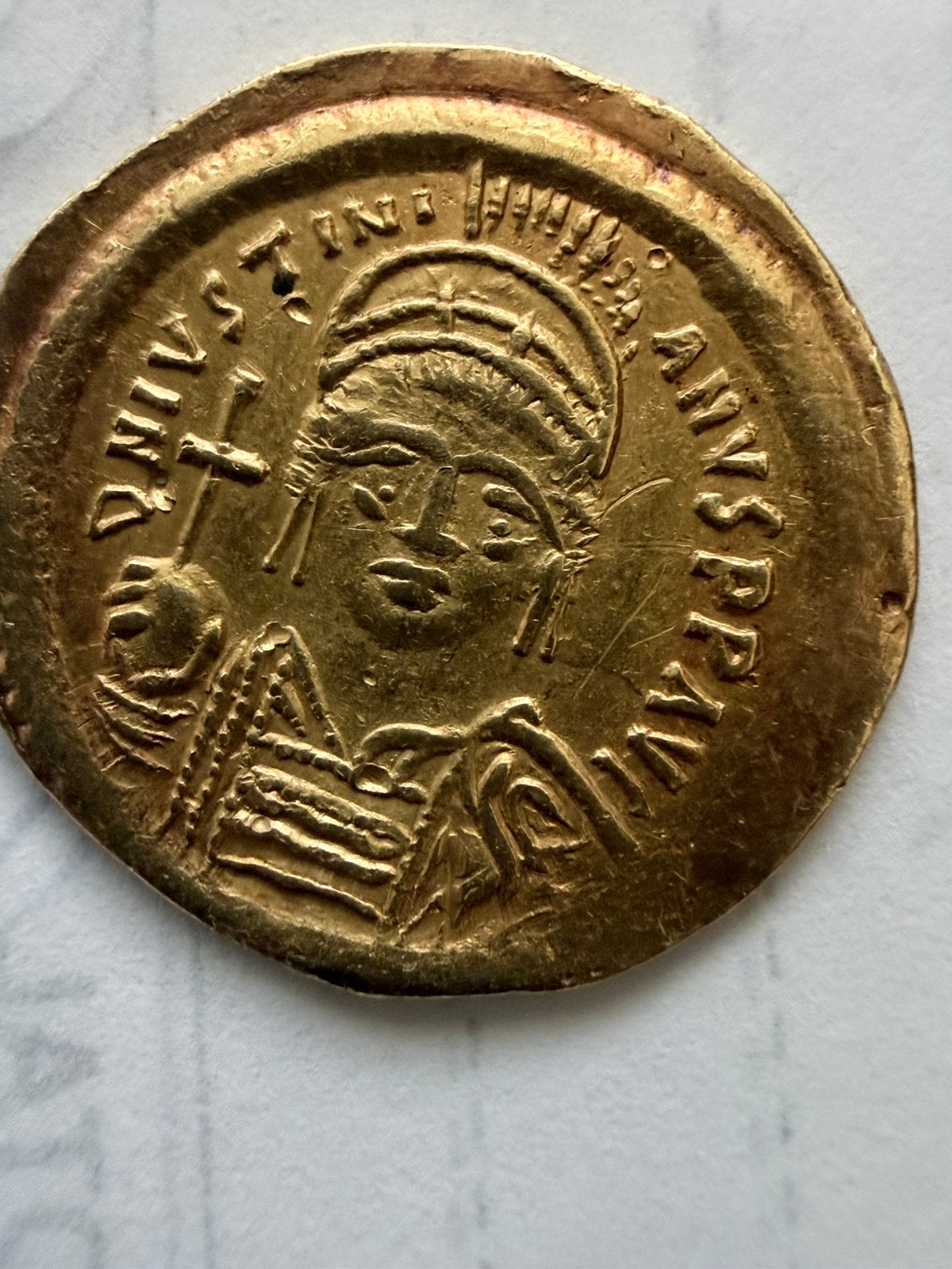 Pièce en or Solidus 555-556 Empire byzantin, 24 carats, Enlèvement, Or