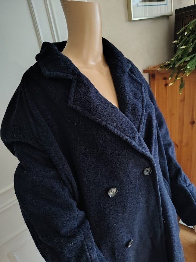 vintage warme winter mantel, Kleding | Dames, Ophalen of Verzenden, Blauw