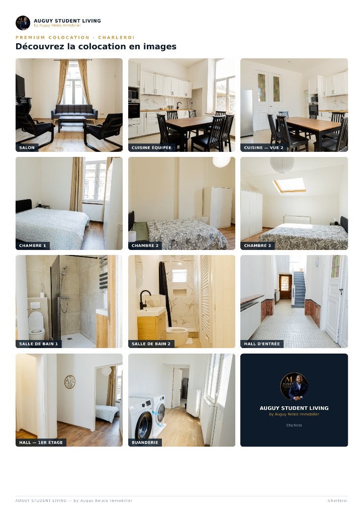 Colocation Premium – Charleroi | Chambres meublées, Maison 2 façades, 6 pièces, 186 m², En direct du propriétaire
