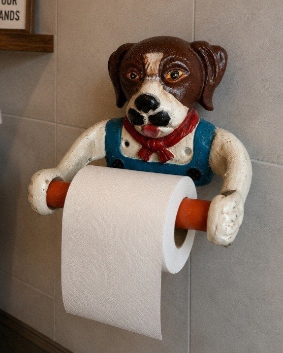 Vintage toiletpapier houder in gietijzer. Nooit gebruikt, Huis en Inrichting, Badkamer | Badtextiel en Accessoires, Ophalen