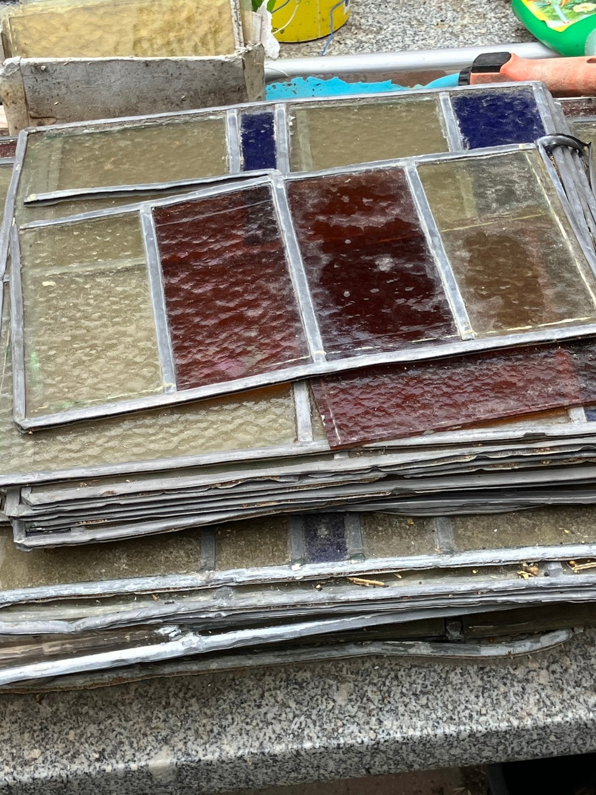 Glas in lood, diverse paneeltjes., Doe-het-zelf en Bouw, Ophalen, Gebruikt, Glas in lood