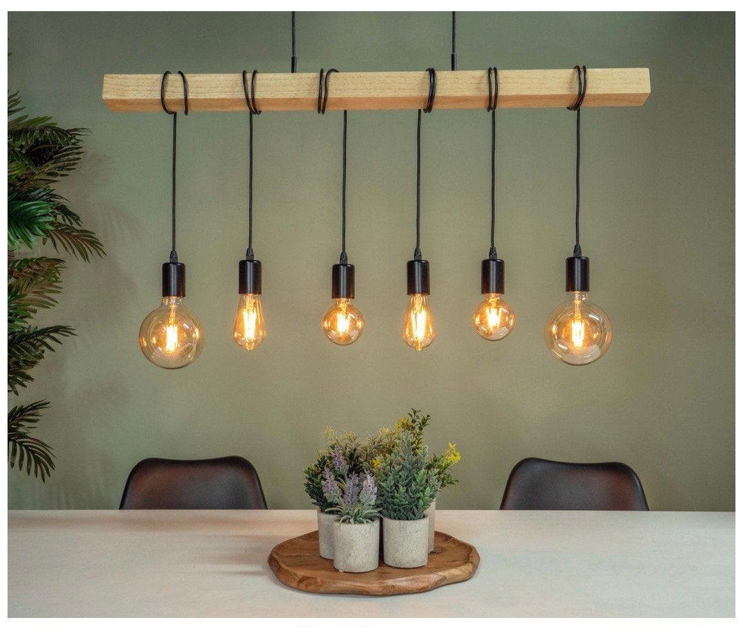 Hanglamp Eglo Townshend - zwart, Gebruikt, Industrieel, Hout, E27 (groot)