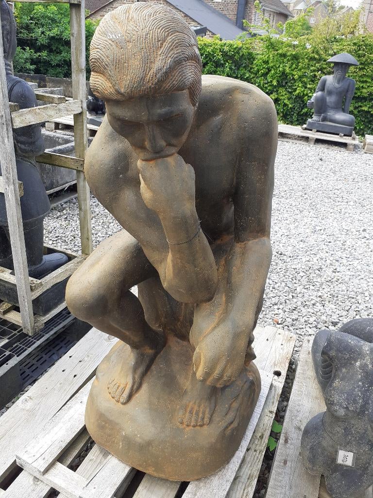 LE PENSEUR DE RODIN EN PIERRE RECONSTITUEE (hauteur 1,10 M), Jardin & Terrasse, Enlèvement, Comme neuf, Autres matériaux, Homme
