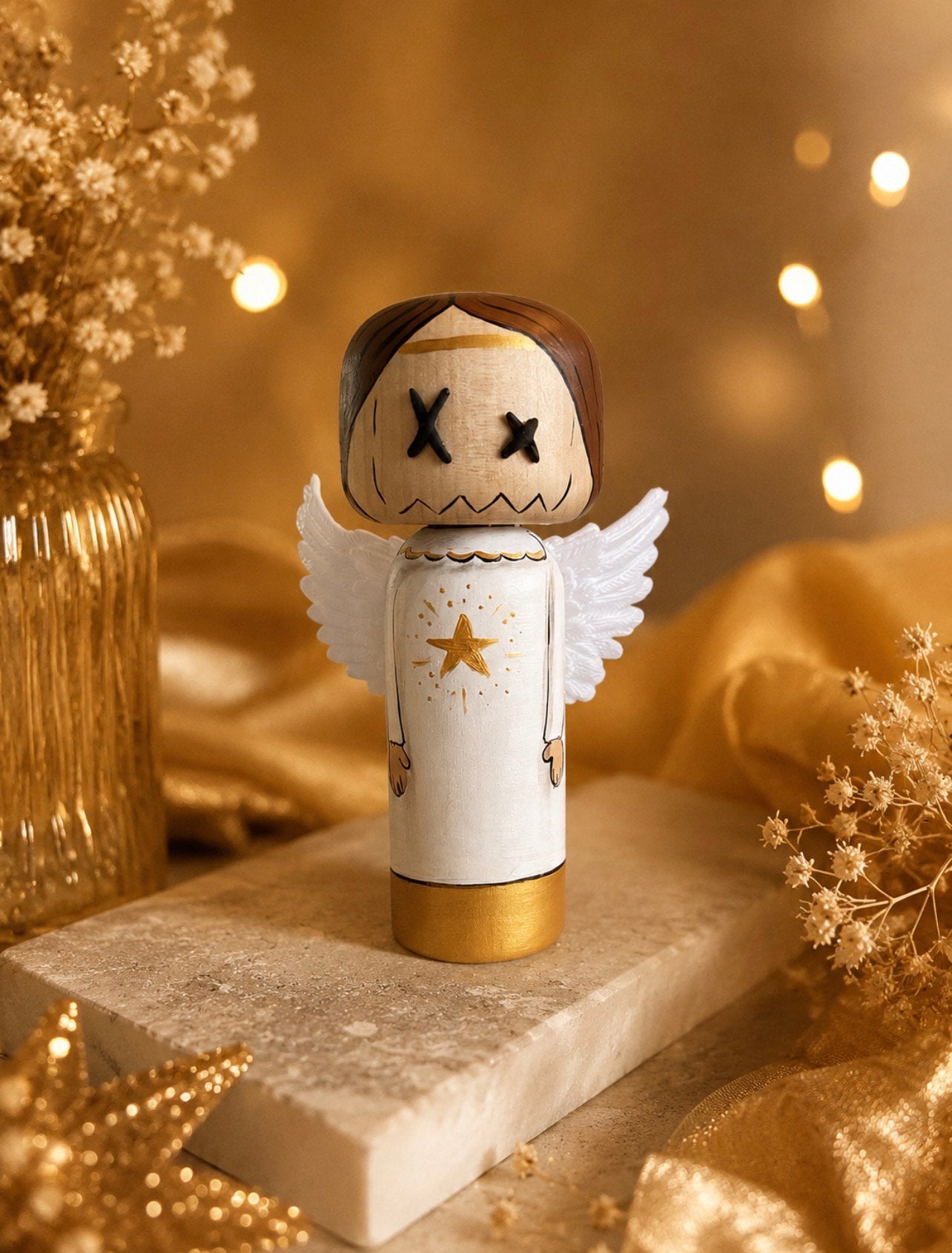 Angel xmas BunXx kokeshi doll, Verzamelen, Verzenden, Zo goed als nieuw