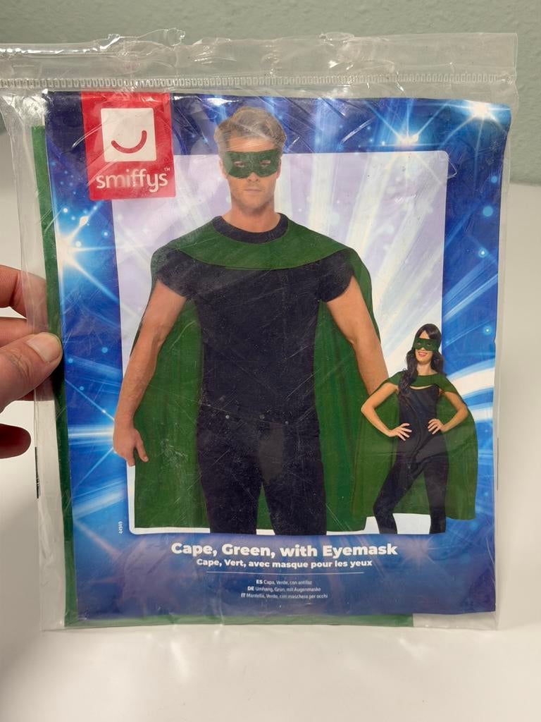 Superhelden Cape Groen Oogmasker Volwassenen Nieuw carnaval, Ophalen of Verzenden, Nieuw, Kleding