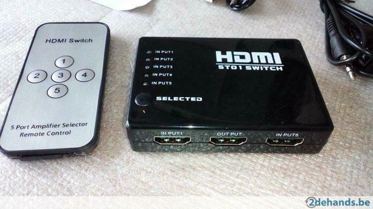 HDMI swith 5 naar 1 met afstandsbediening en IR extende, Ophalen of Verzenden, Nieuw