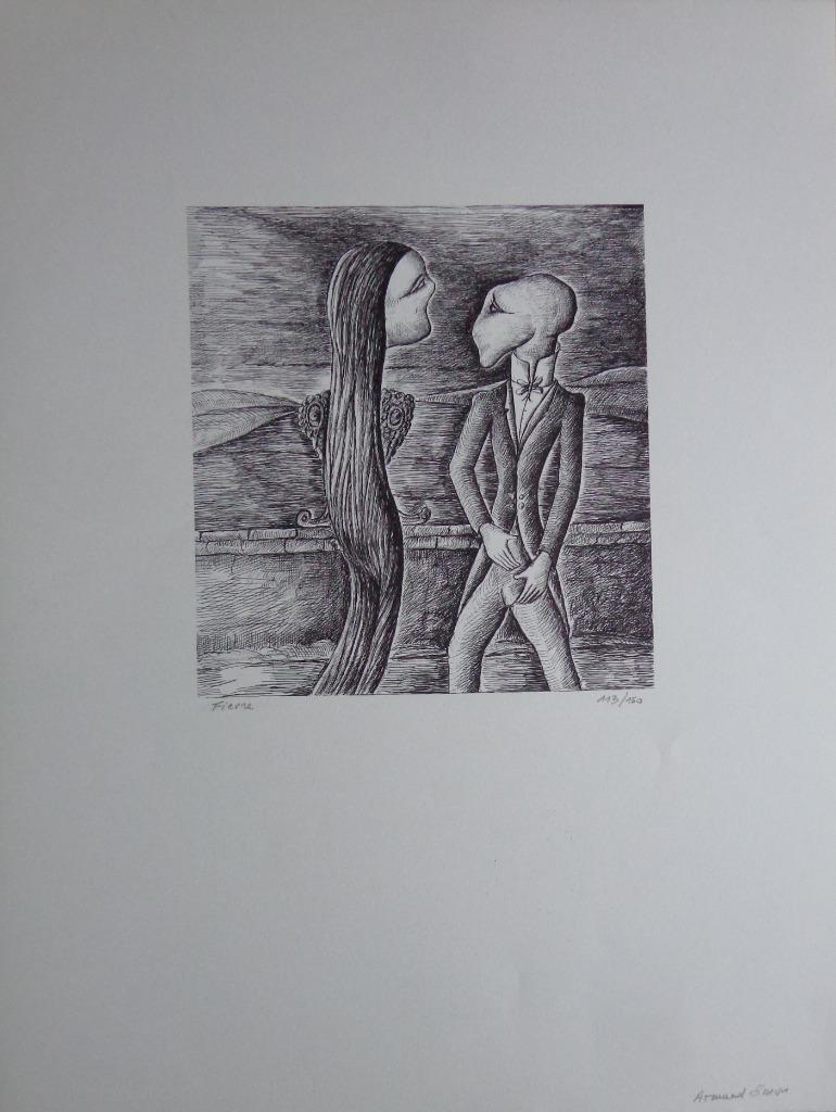 ARMAND SIMON / LOT 10 STUKS / ZW-W LITHO / 66x50cm / SIG, Enlèvement ou Envoi