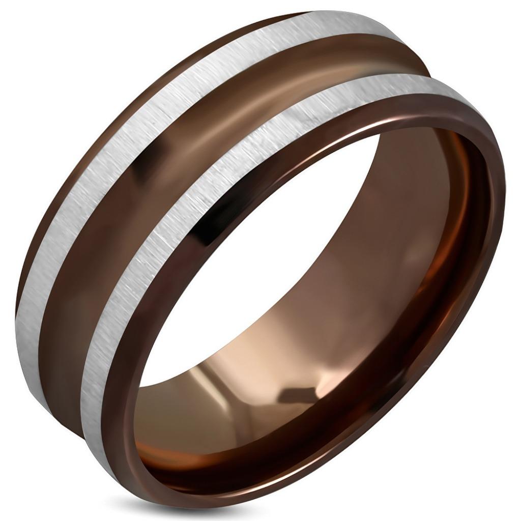 Bague rayée pour homme en acier chirurgical brun, Bijoux, Sacs & Beauté, Bagues, Neuf, Enlèvement ou Envoi, Fer ou Acier, Brun