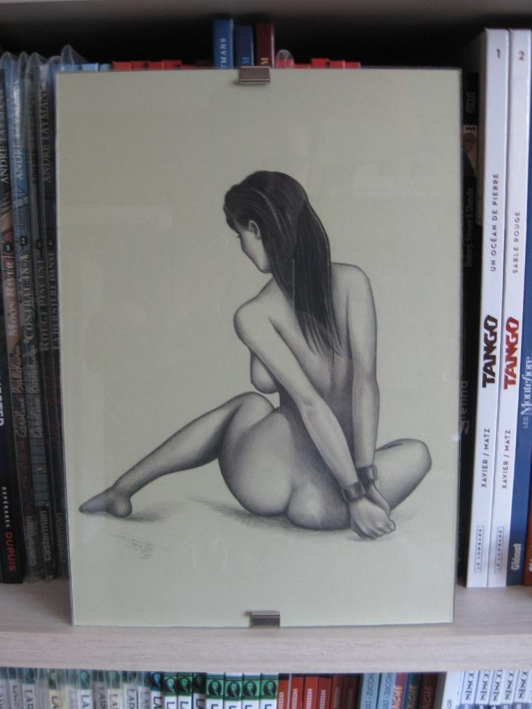 Dessin original d'un nu daté & signé, Antiquités & Art, Enlèvement ou Envoi