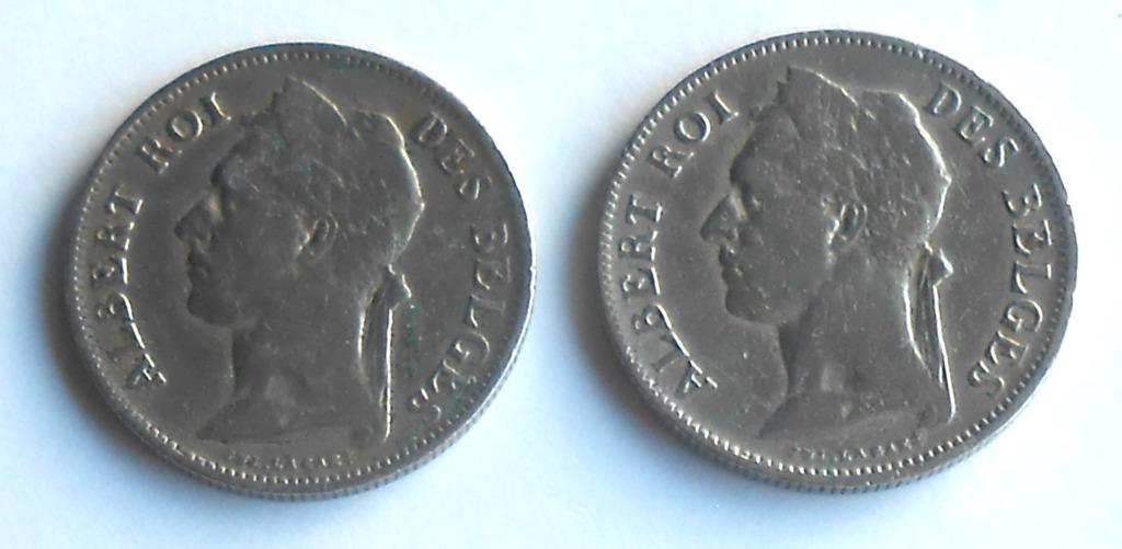 2 monnaies - Congo Belge 1926 - 1927 - 5 euro la monnaie, Enlèvement ou Envoi, Belgique, Monnaie en vrac