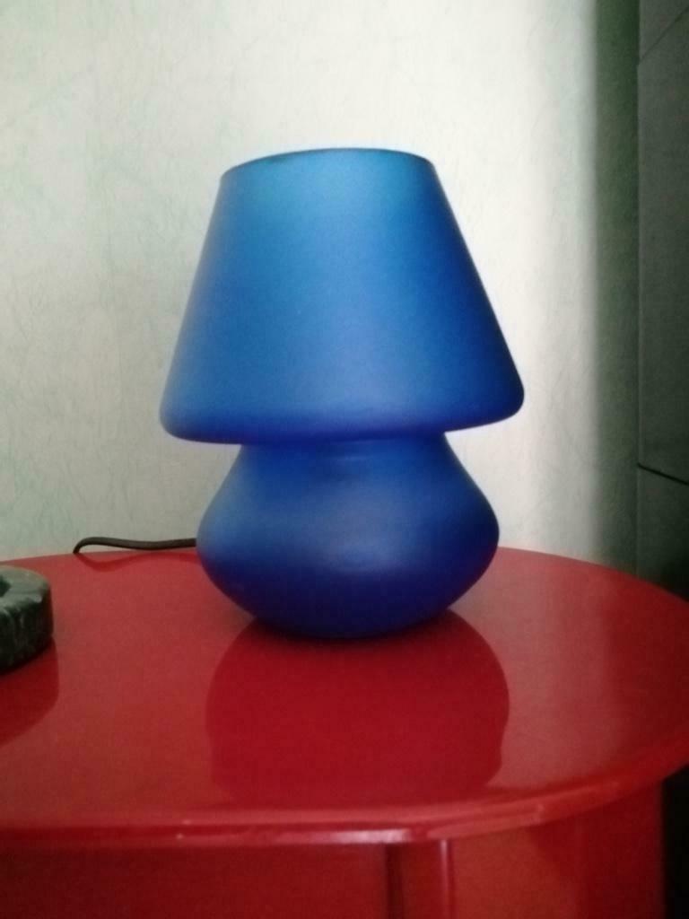 Lampe de table vintage SCE en verre bleu, Enlèvement