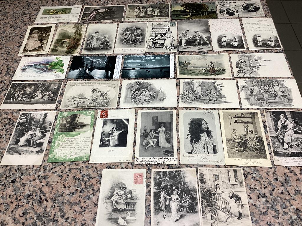 Lot de 33 cartes fantastiques anciennes du début années 1900, Enlèvement ou Envoi, Avant 1920, Affranchie