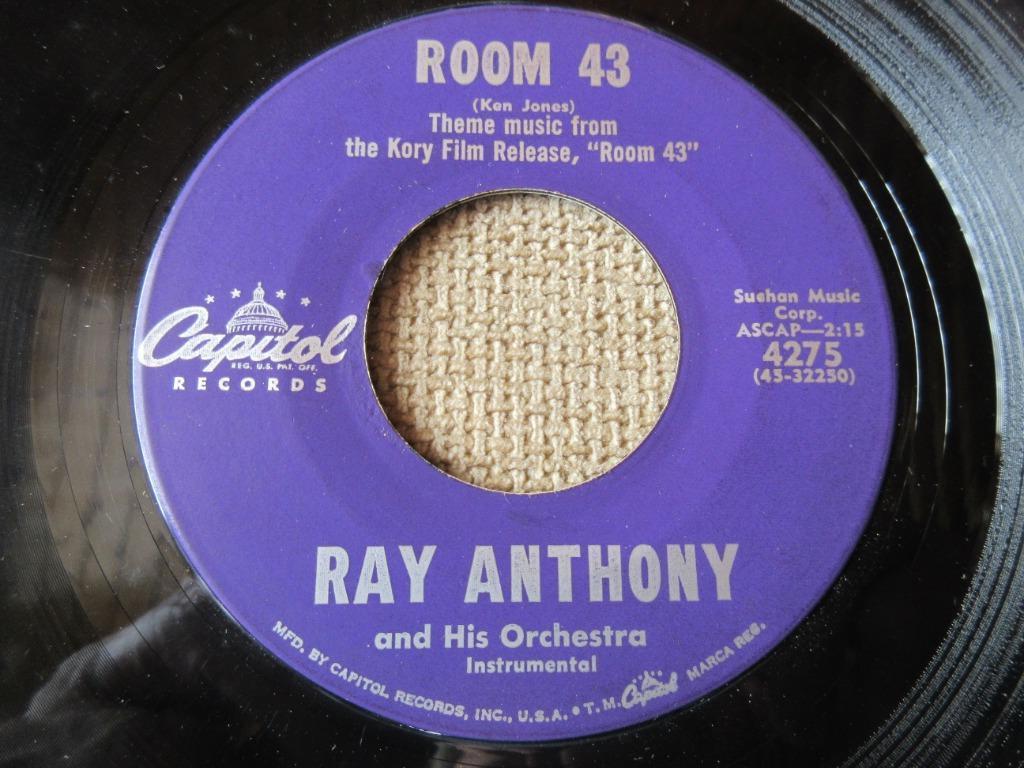 Ray Anthony & His Orchestra ‎– Room 43 / Stockholm Blues, CD & DVD, Vinyles Singles, Utilisé, R&B et Soul, 7 pouces, Enlèvement ou Envoi