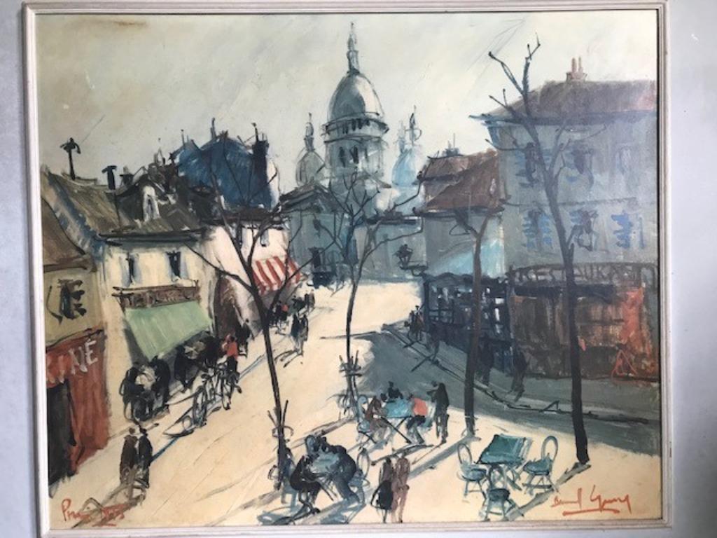 Peinture Paris Montmartre basilique B. Lignon 1928😍💑🎁🤗👌, Antiquités & Art, Enlèvement ou Envoi