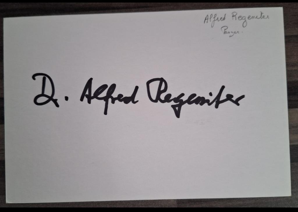 Handtekening van ALFRED REGENITER veteraan (PANZER WWII), Ophalen of Verzenden
