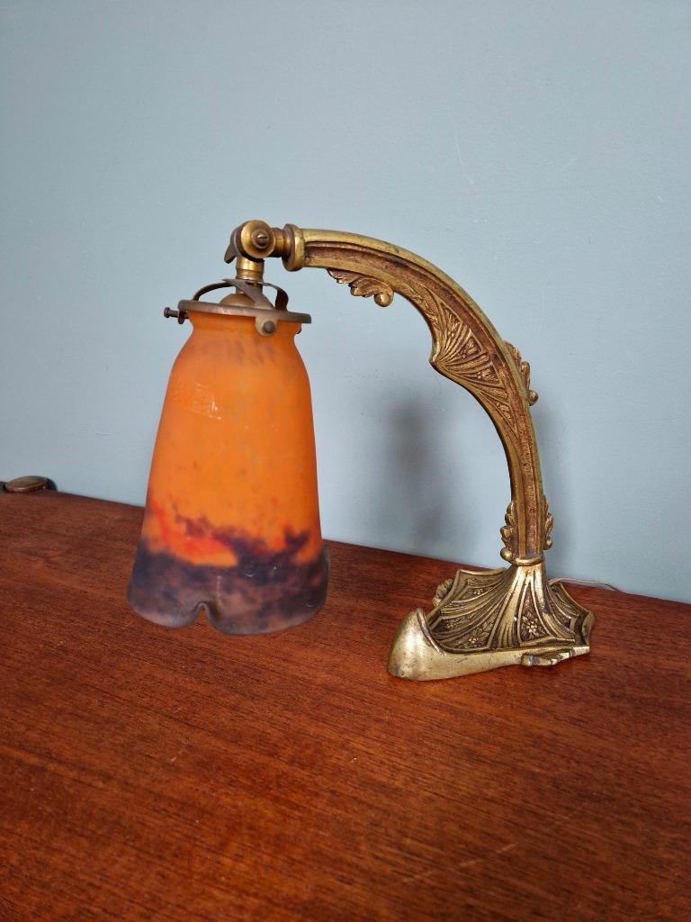 Lampe Art Déco en bronze et verre signé "Frères Muller", Enlèvement ou Envoi