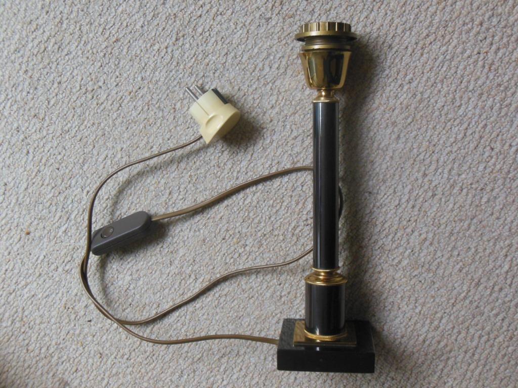 Brocante nachtlamp/schemerlamp - voet - zwart/goud - 32,5 cm, Ophalen of Verzenden, Gebruikt, Metaal, Minder dan 50 cm