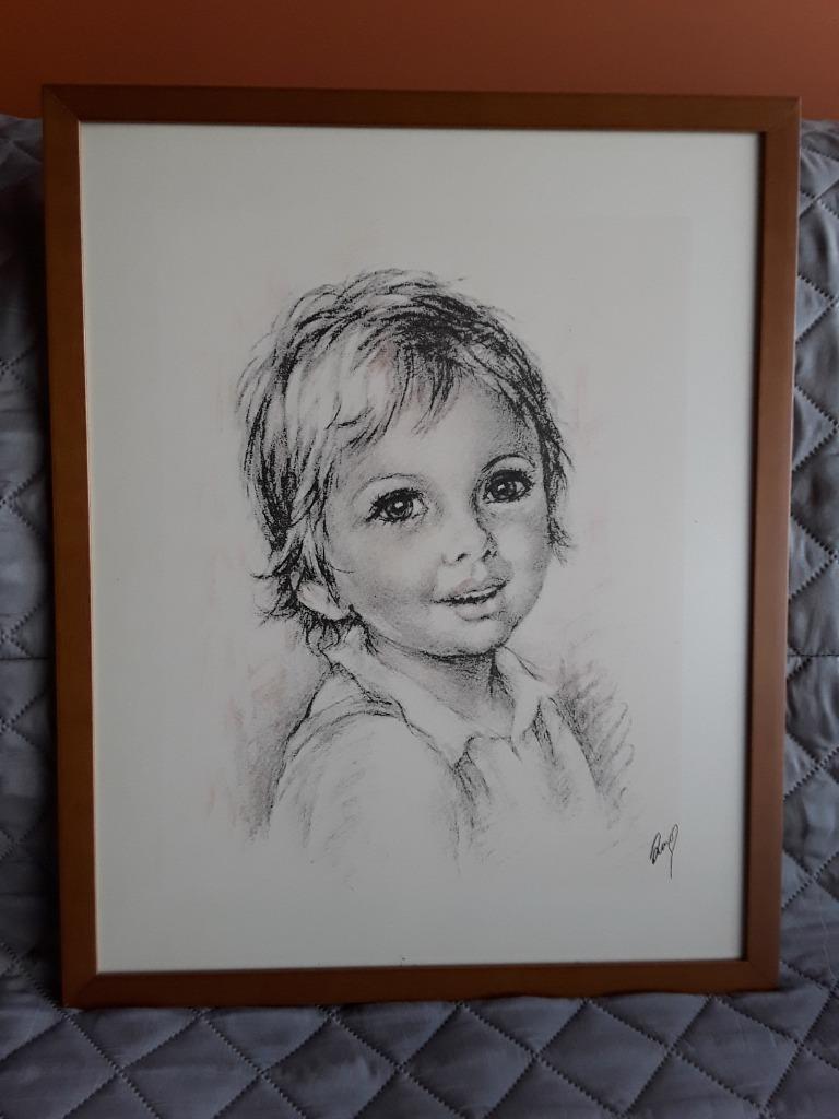 Kader met tekening kinderhoofdje, Ophalen, Zo goed als nieuw, Minder dan 50 cm, Tekening