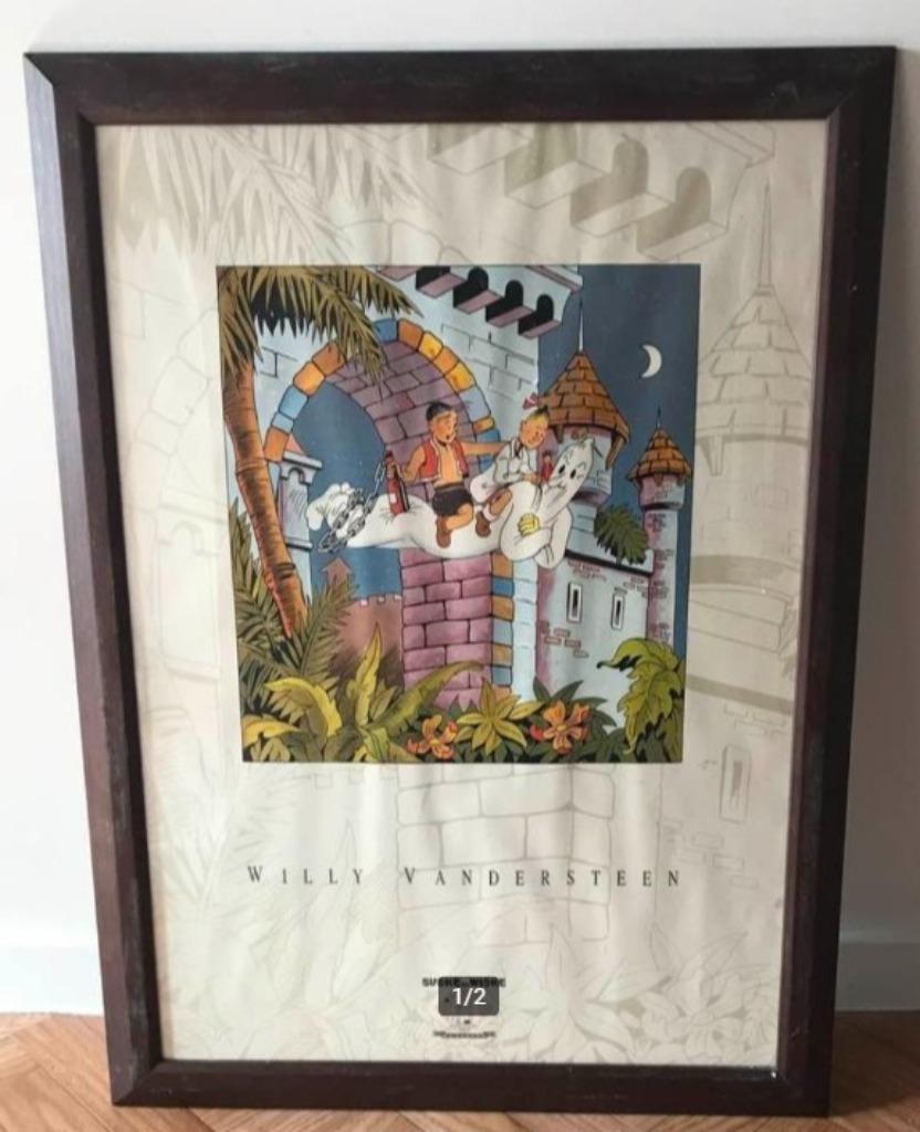 Grote kader met cover van ' Op het eiland Amoras ', Ophalen, Kuifje, Gebruikt, Overige typen