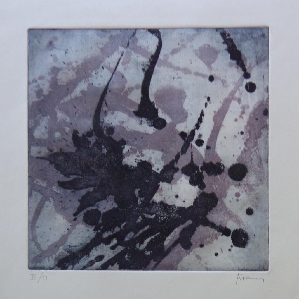 GÜNTHER KRAUS / ABSTRACTIE / KLEURETS / 50x35cm / SIG / 1960, Gesigneerd, Ophalen of Verzenden