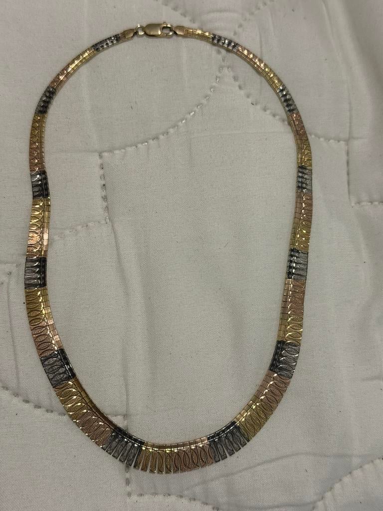 Collier tricolor en argent 925 finition italienne, Enlèvement ou Envoi, Comme neuf, Argent, Argent