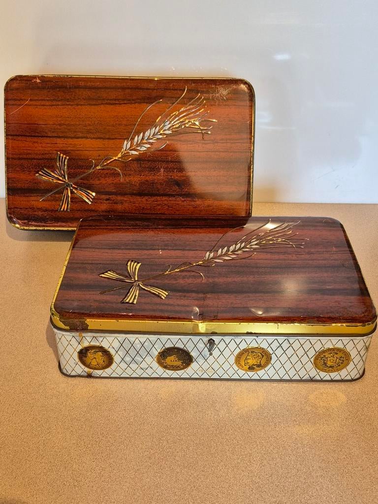 Vintage set blikken scharnierdozen met sleuteltje; samen €5, Verzamelen, Blikken, Ophalen of Verzenden, Gebruikt, Overige