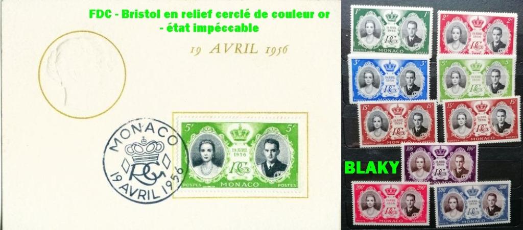 1956-MONACO-non oblitéré RAINIER-GRACE KELLY-, Timbres & Monnaies, Enlèvement ou Envoi, Monaco, Non oblitéré
