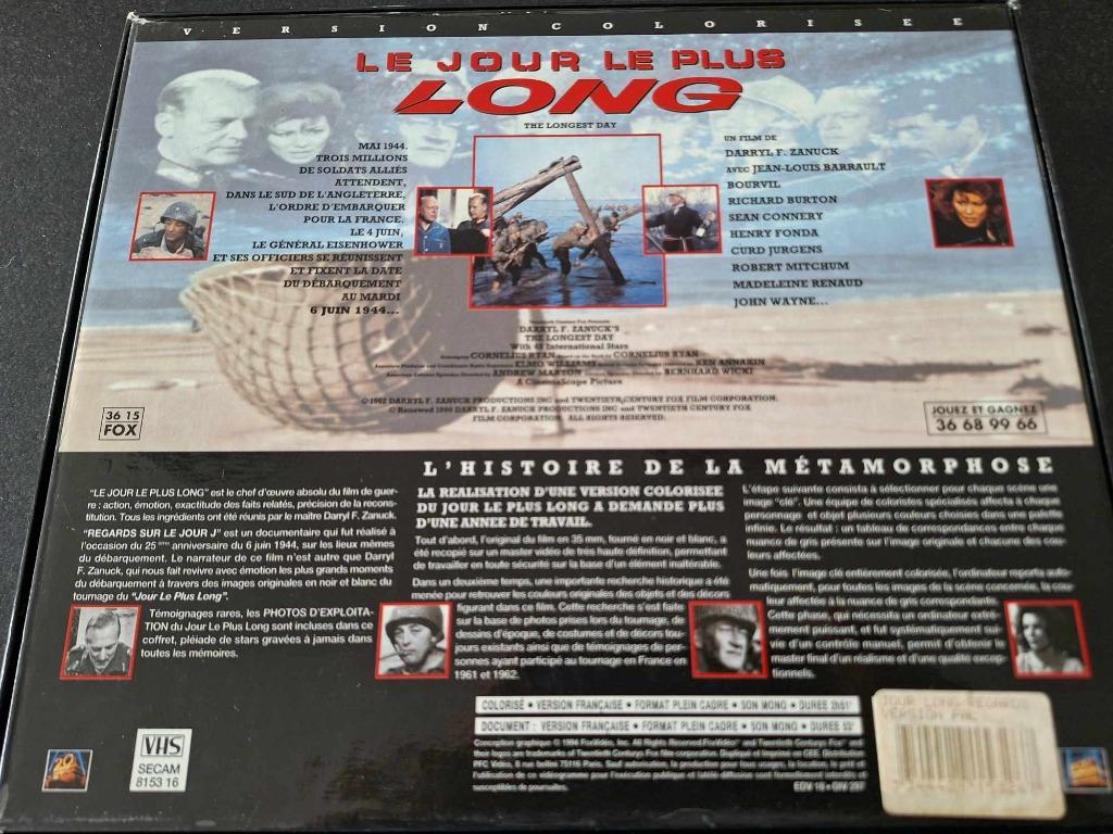 LE JOUR LE PLUS LONG - BOX 2 x VHS, Vanaf 12 jaar, Ophalen of Verzenden, Gebruikt, Drama