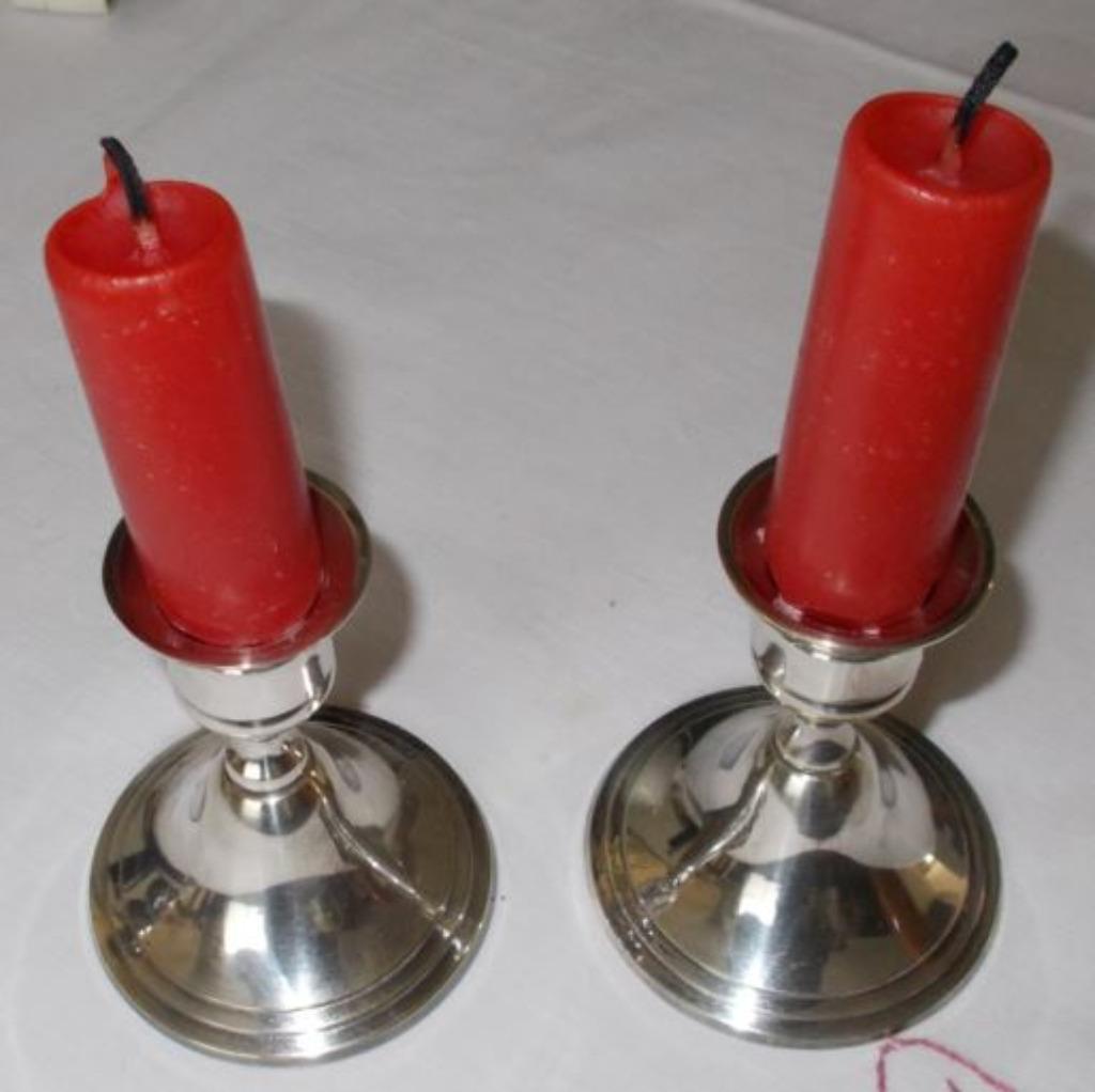 Koppel verzilverde kandelaars - 8.5 cm, Ophalen of Verzenden, Zilver