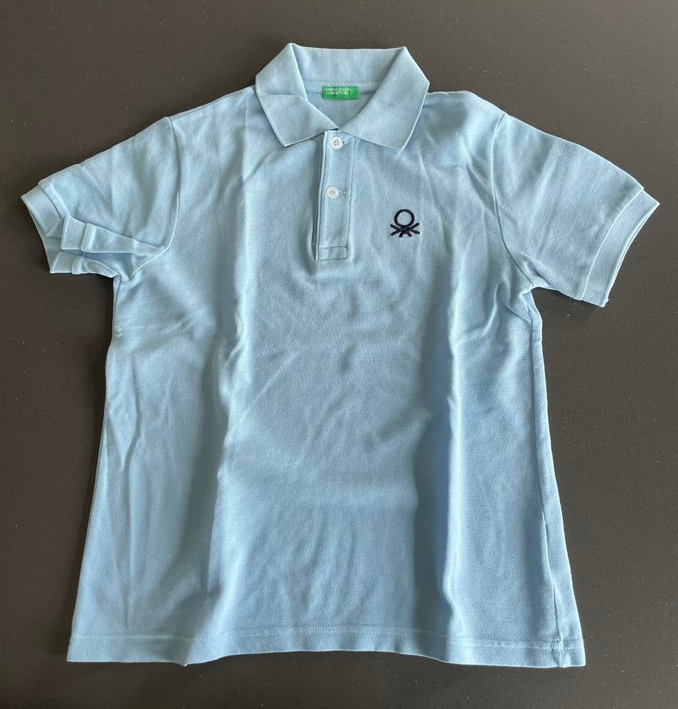 Lichtblauwe polo Benetton maat M, 130cm, Enlèvement ou Envoi, Comme neuf
