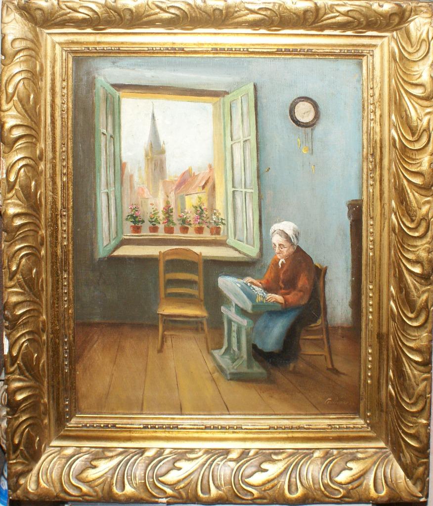 Ceulemans: Kantkloster (O/D, 54 x 64 cm), Antiek en Kunst, Ophalen of Verzenden