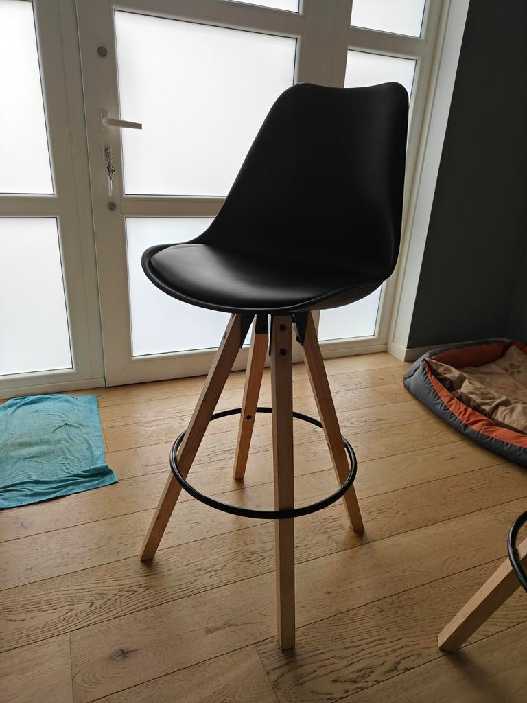 Tabouret de bar noir/bois, Enlèvement, Bois