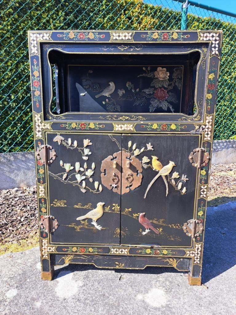 Armoire asiatique unique pour oiseaux et fleurs, Enlèvement