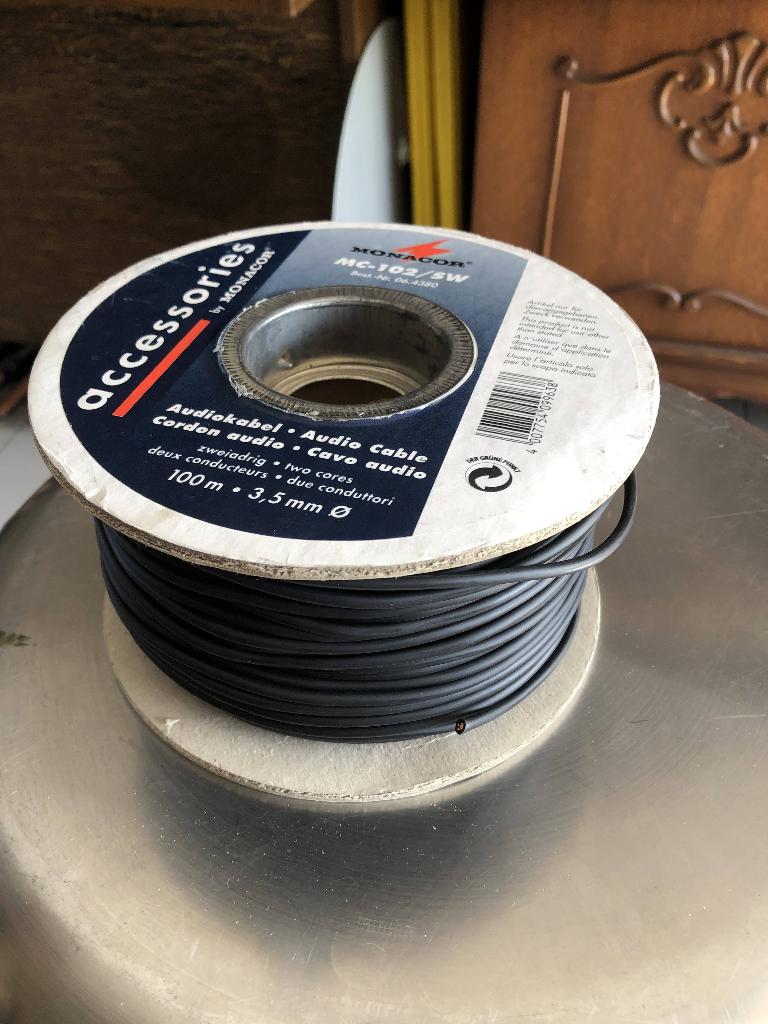 Bobijn Monacor audiokabel 2-polig MC-102, Ophalen of Verzenden, Nieuw