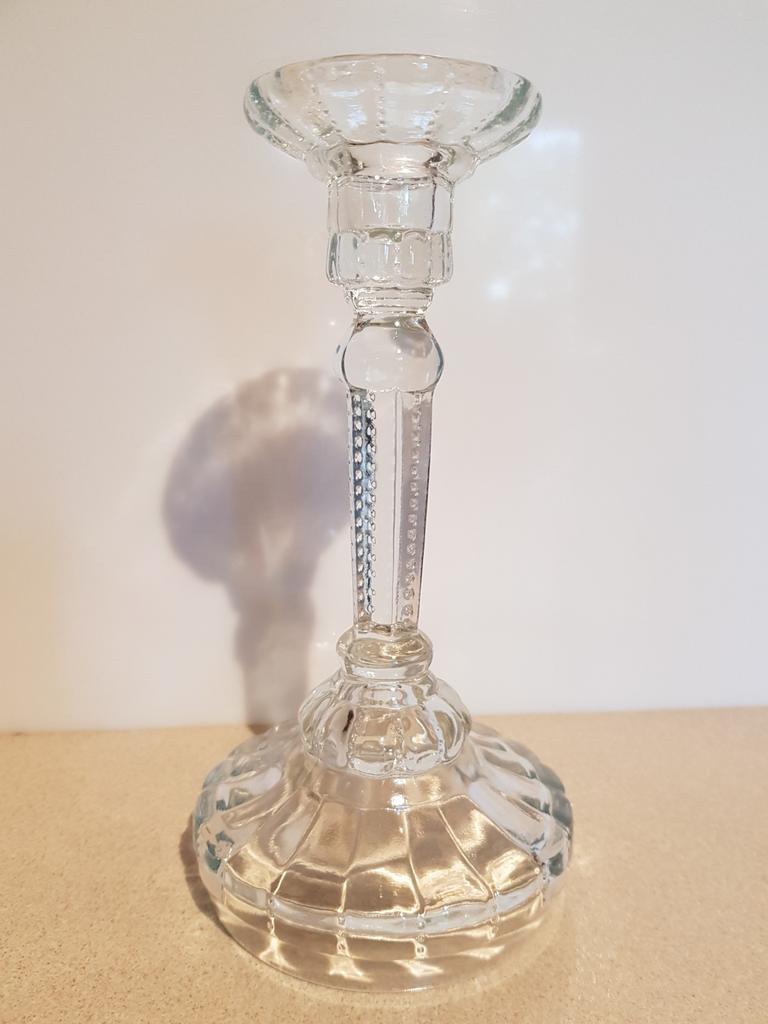 Vintage kandelaar in geperst glas, Enlèvement ou Envoi, Verre