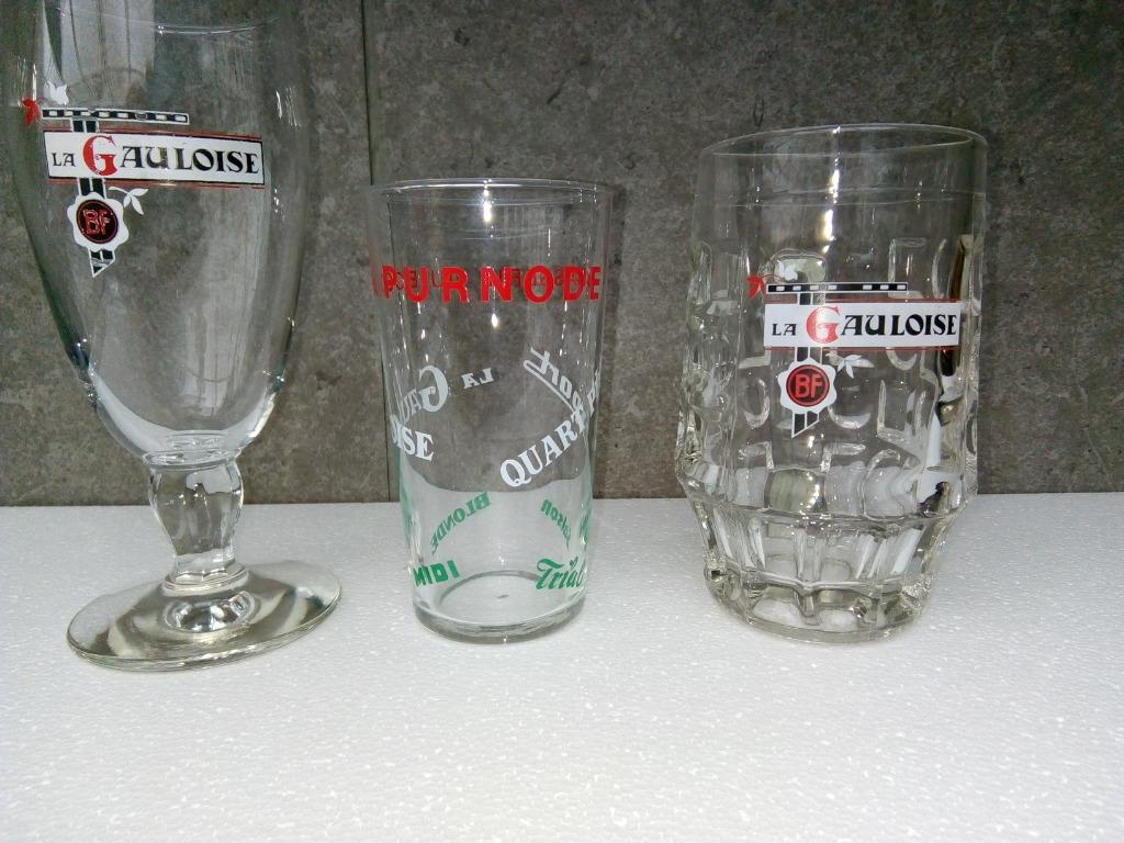 Trois verres différents de la BRASSERIE DU BOCQ PURNODE, Collections, Marques de bière, Comme neuf, Verre ou Verres, Autres marques