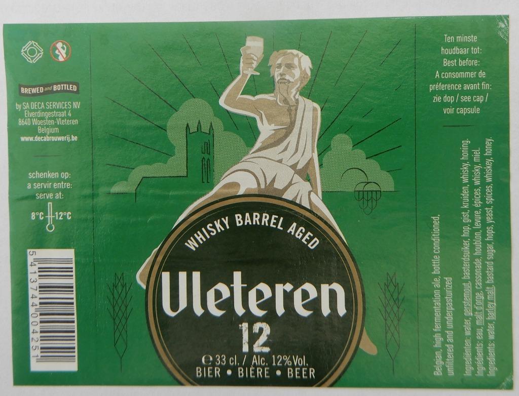 Bieretiket Vleteren 12 Whisky Br. SA DECA Services (9e9), Verzamelen, Verzenden, Gebruikt