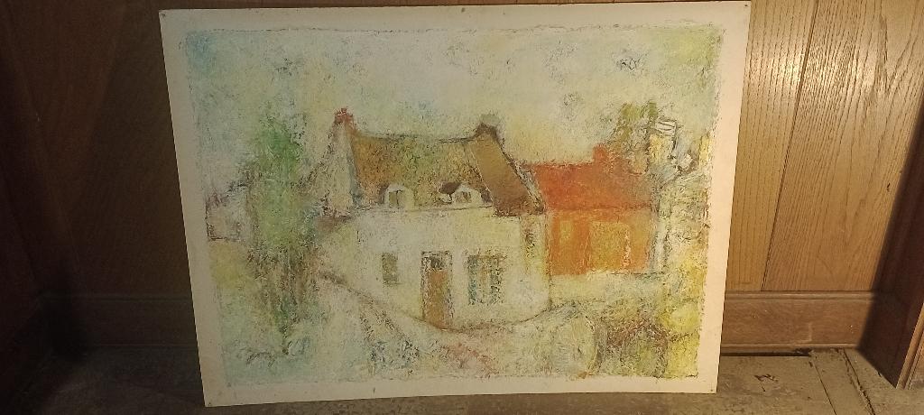 Peinture mixte Serge Montegnies, 80x60, n581, Antiquités & Art, Art | Peinture | Moderne, Enlèvement, Pastel, Abstrait