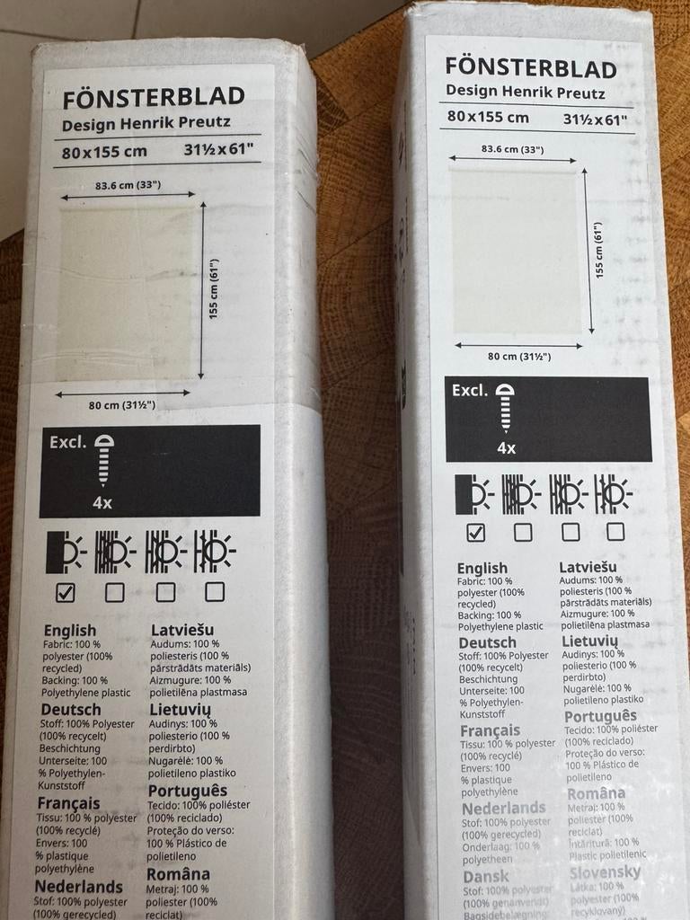 2 x Black-out roller gordijn WIT- verduisterend, Ophalen, Wit, Nieuw, 50 tot 100 cm