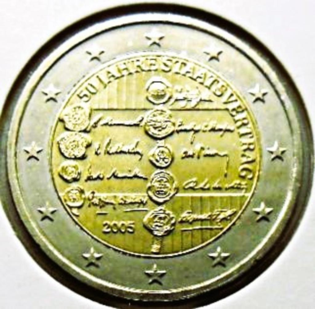 2 euro commémorative Autriche 2005 "50 ans traité" UNC., Envoi, Autriche, 2 euros, Monnaie en vrac